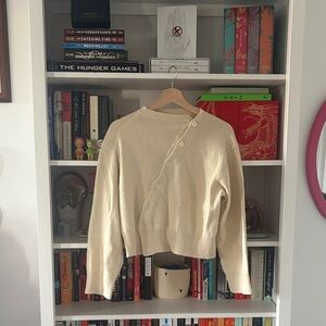 BNWT boheme goods cream linen blend diagonal buttoned cardigan in size S/M